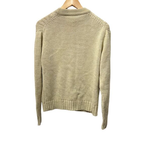 VINTAGE Tan Chunky Cable Knit Crew Neck Pullover Sweater S - Picture 5 of 6